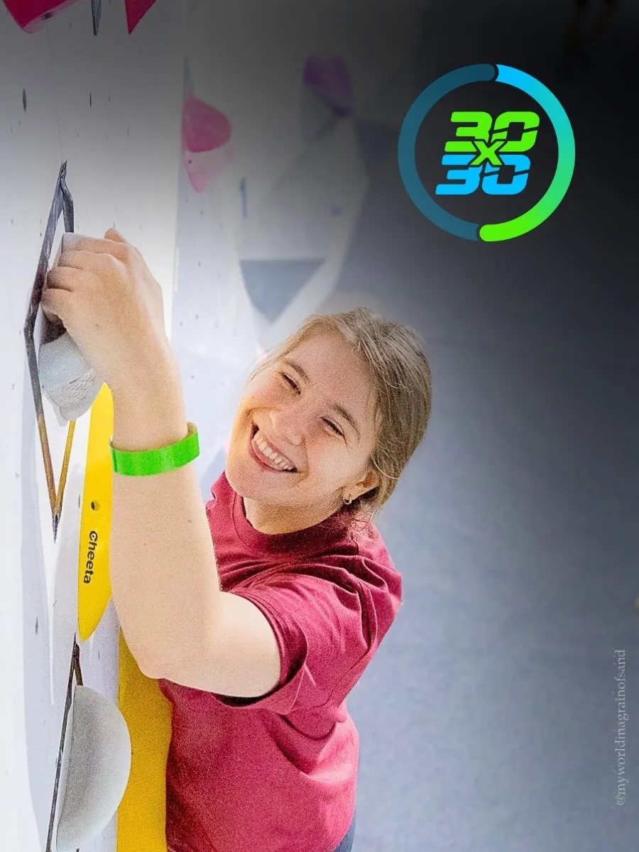A female climber at GoClimb
