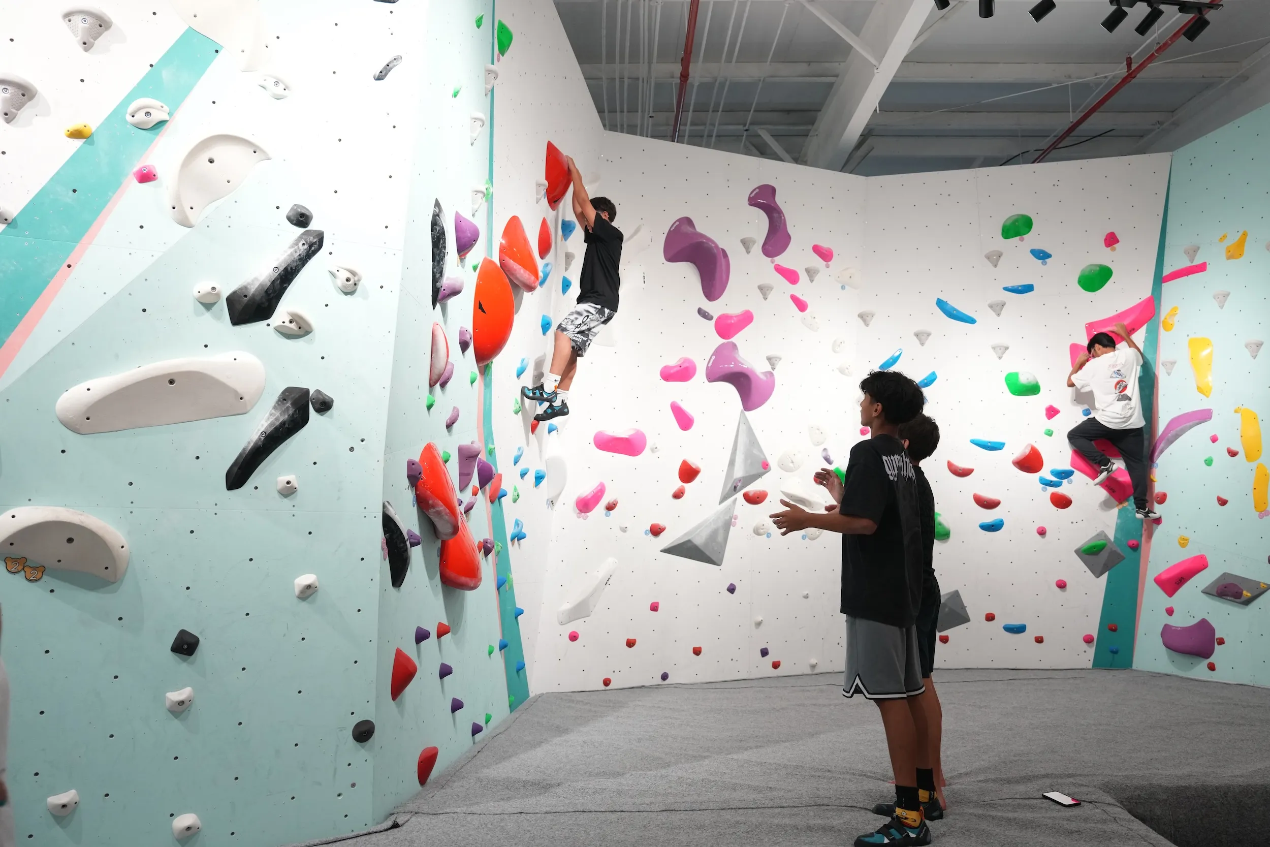 Bouldering wall at GoClimb bouldering gym in Dubai