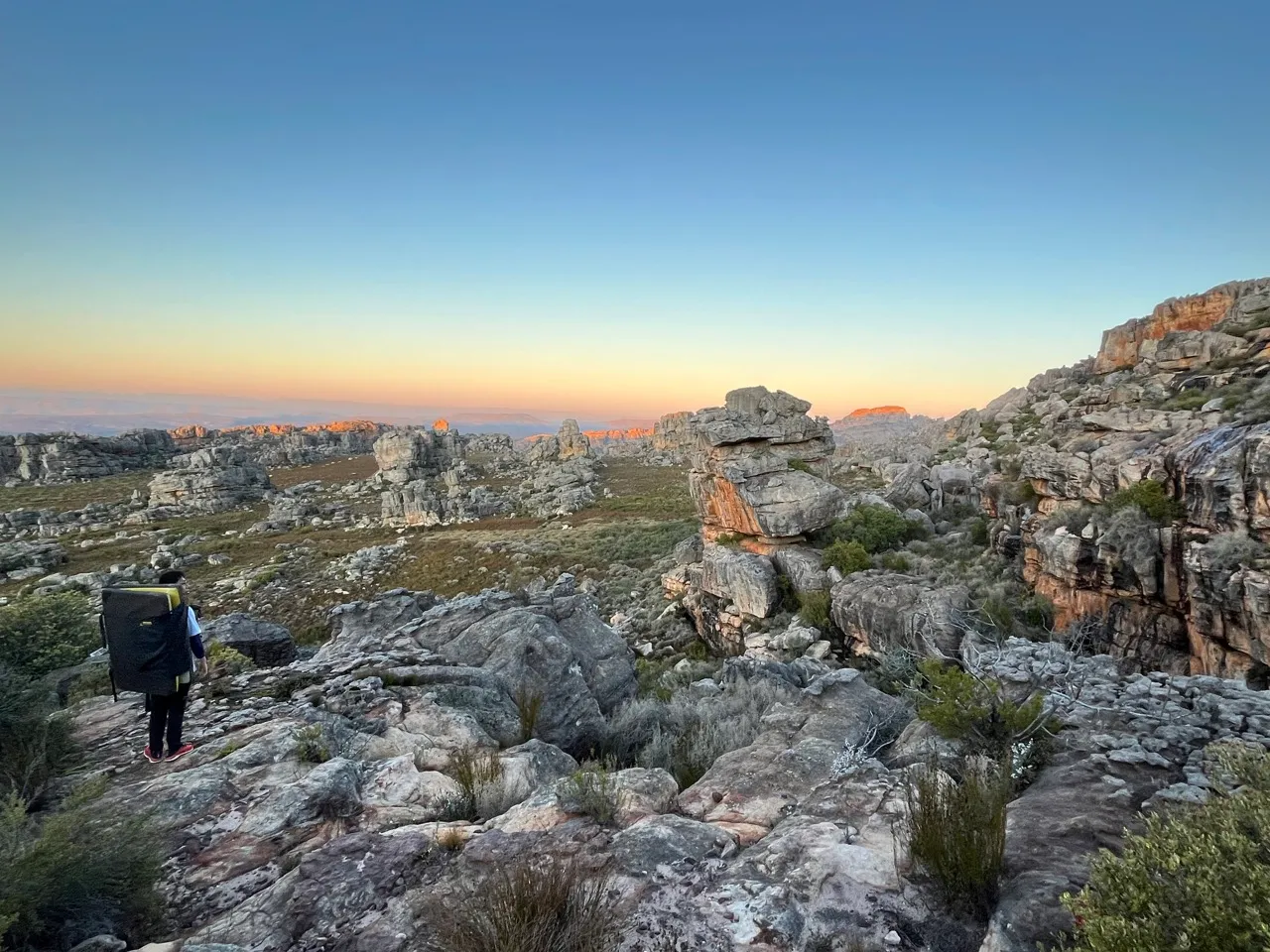 Sunset walk back from Roadcrew sector in Rocklands South Africa