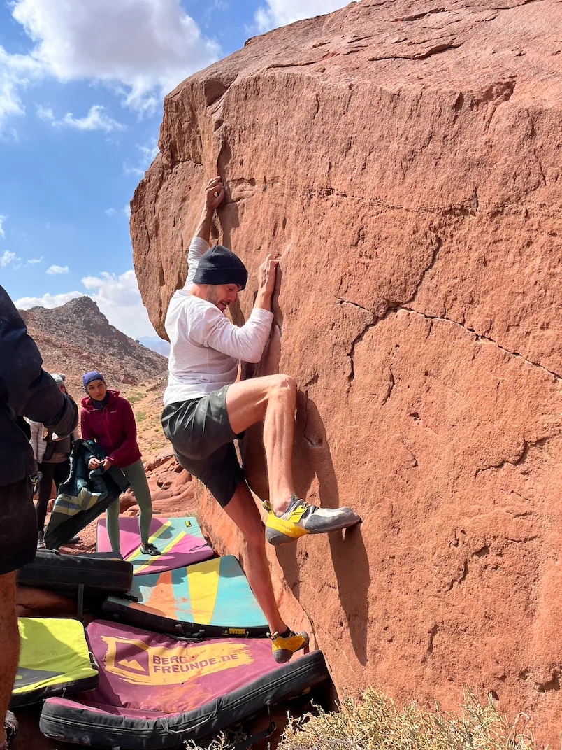 Mixed group of sport climbers and boulderers