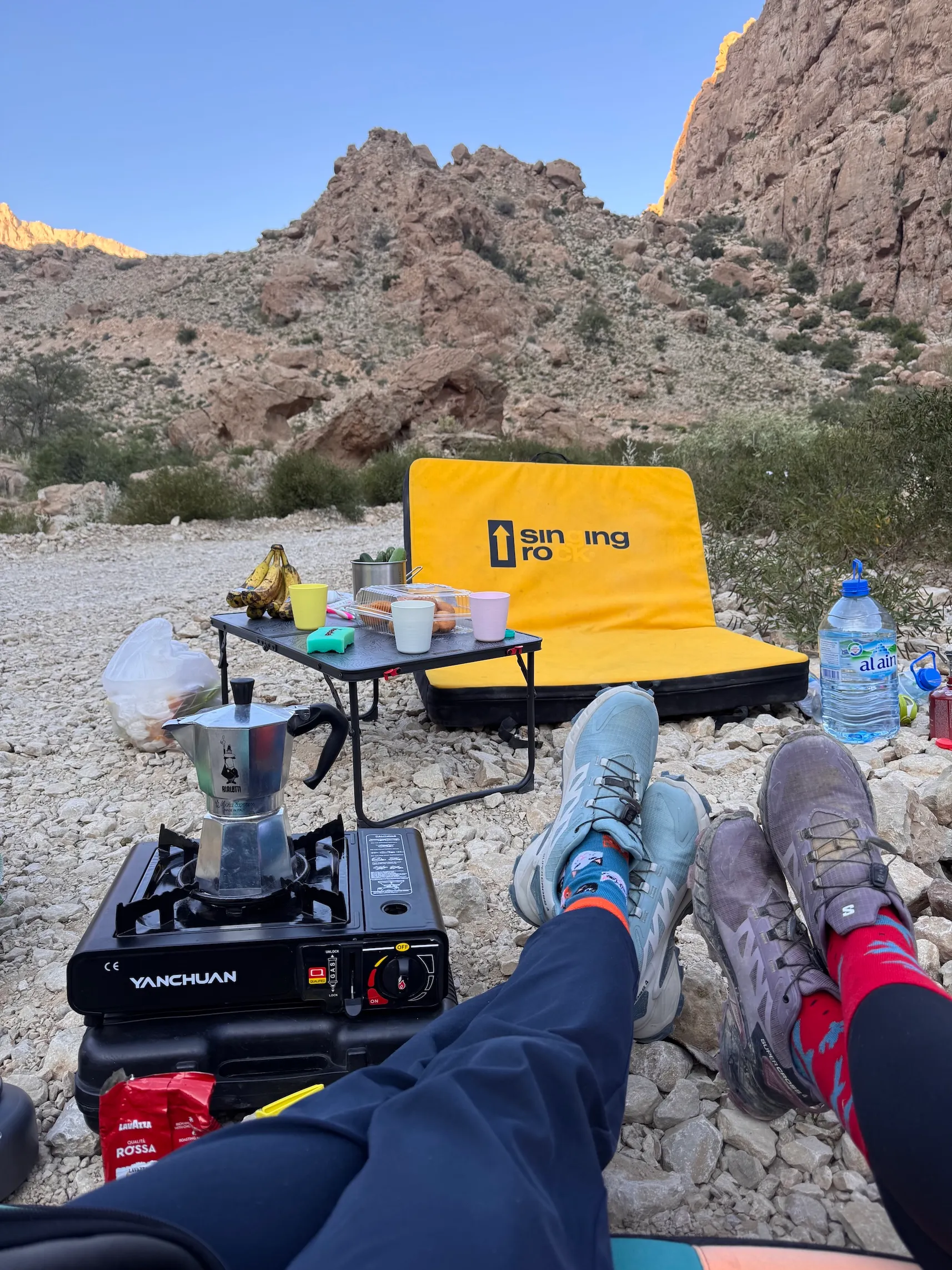 Breakfast at Umq Bir camping spot